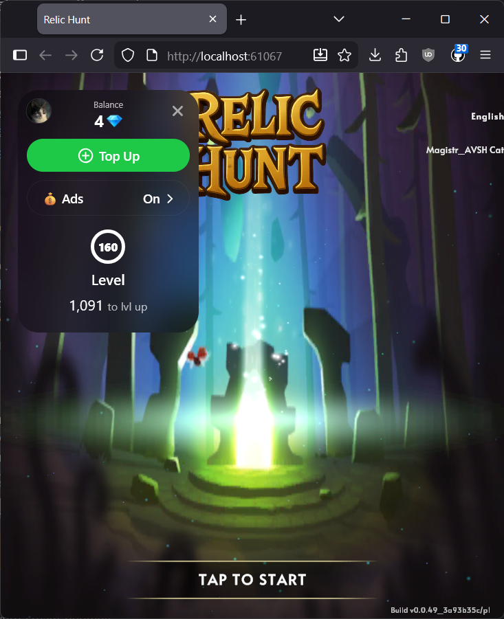 Game running with Portal overlay